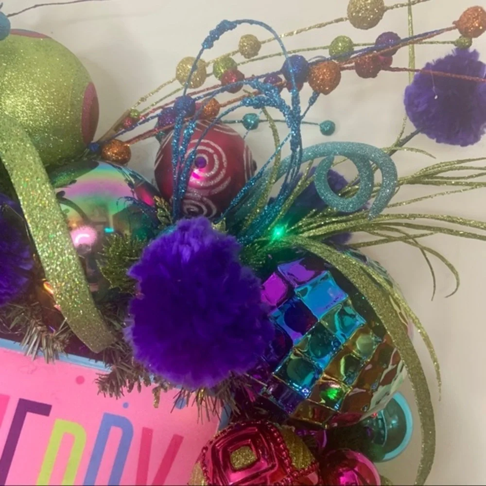 New Colorful Whimsical Unique Christmas Wreath
